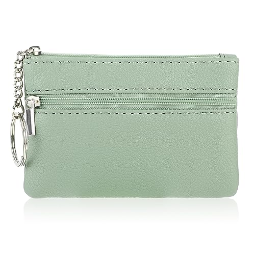 simarro Monedero Mujer, Sólido PU Lichi Patrón Zip Mini Monedero Con Llavero Portátil Monedero Mini Monedero para Mujer Doble Cremallera Tarjetero Cartera (Grün) von simarro