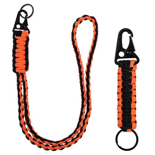 simarro Paracord Schlüsselanhänger Karabiner, 2 Stück Geflochtenes Lanyard Umhängeband Lang Lanyard und Schlüsselband Armbänder mit Adlerschnabelknopf für Schlüssel Ausweishalter Passen Männer Frau von simarro
