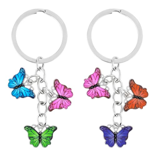 simarro Schmetterling Charms Schlüsselanhänger für Frauen Mädchen, 2 Niedliche Schmetterling Kette Quaste Schlüsselanhänger Schlüsselanhänger Schlüsselanhänger für Geldbörse Brieftasche (Farbe) von simarro