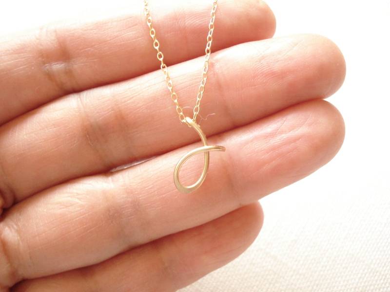 Initial Halskette...gold Fill, Sterling Silber Oder Rose Gold Fill Handgemachte Personalisierte Draht Umwickelt Kursive Initiale, One-Of-A-Kind von CaliforniaAZ