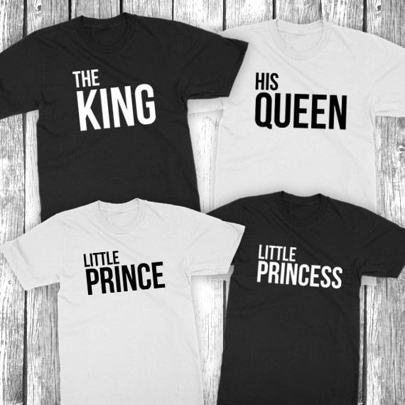 Der König Seine Königin Kleiner Prinz Kleine Prinzessin - Passende Familienshirts Vater Sohn Mutter Tochter Unisex Herren Damen Jugend Baby Shirts von simpleeDmaree