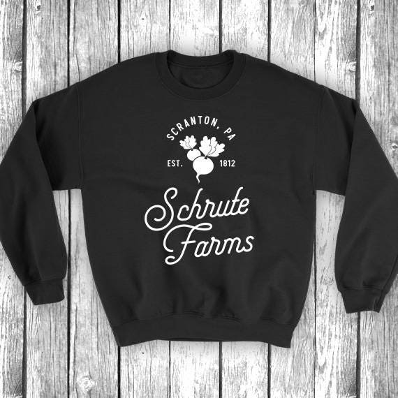 Schrute Bauernhöfe | Dunder Mifflin Office, Dwight - Unisex Herren Damen Sweatshirt Pullover Langarm von simpleeDmaree