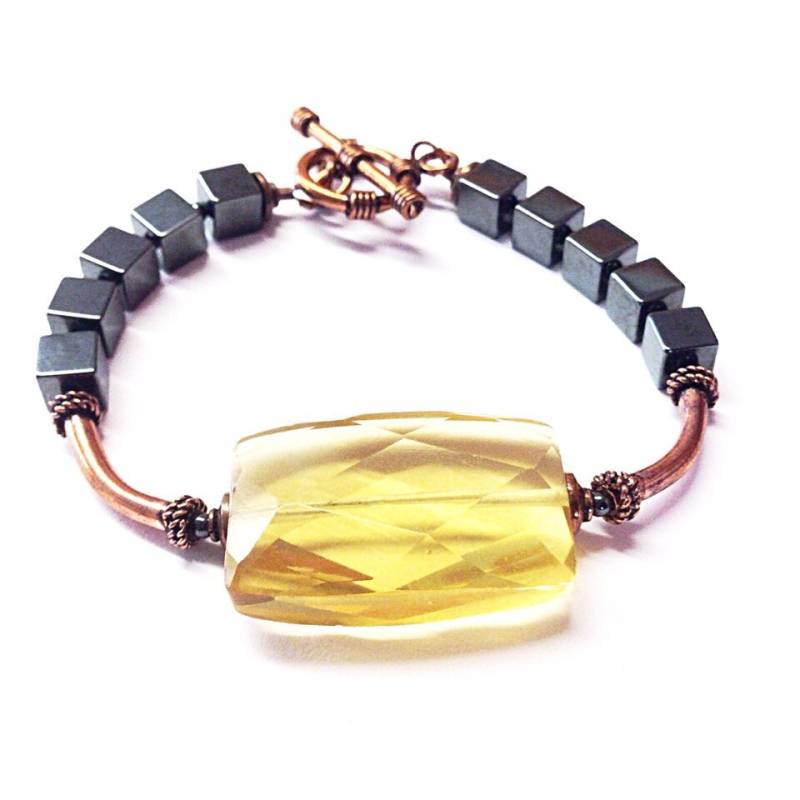 Hämatit Armband - 11 Jahre Geschenk Schmuck Graues Stein Statement von simplegracesjewelry