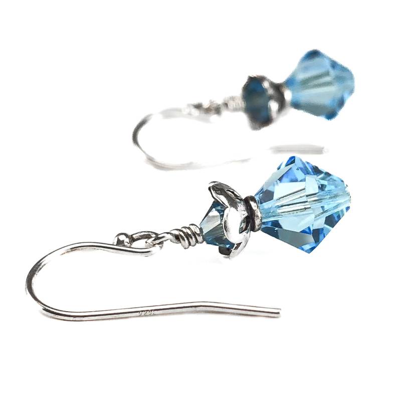 Hellblaue Perlen Kristall Ohrringe - Aquamarin März Schmuck Geburtstagsgeschenk Für Sie 15. Hochzeitstag von simplegracesjewelry