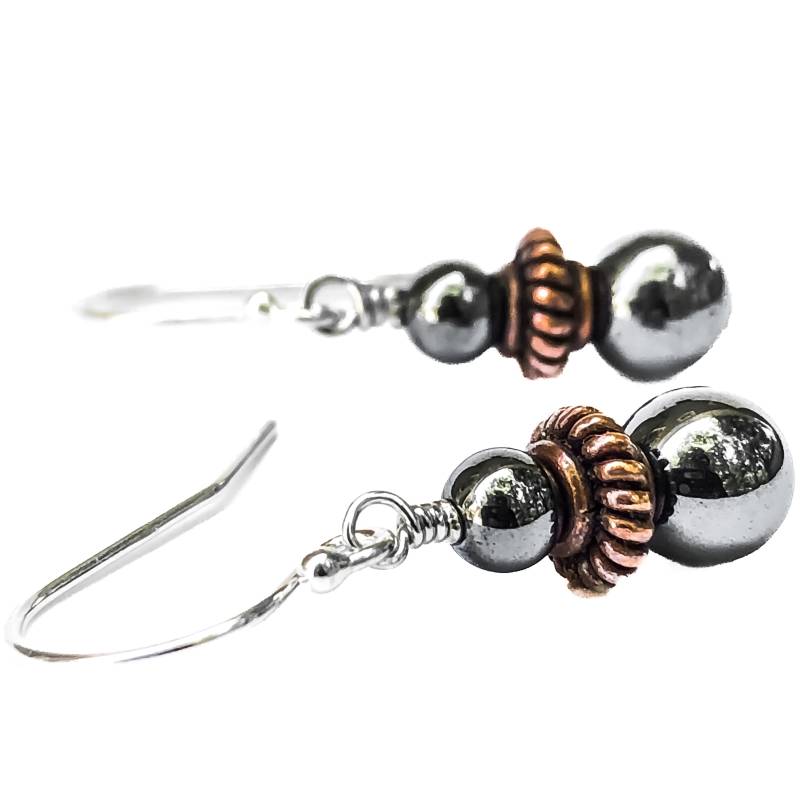 Kupfer Und Grau Hämatit Ohrringe | Sterling Silber Draht Schmuck Für 7, 11, Oder 22-Jähriges Jubiläum von simplegracesjewelry