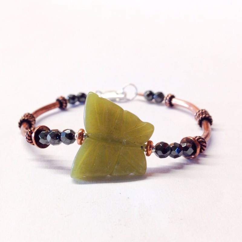 Kupfer Jahrestag Geschenk - Schmetterling Armband Hämatit 7 11 22 Schmuck von simplegracesjewelry