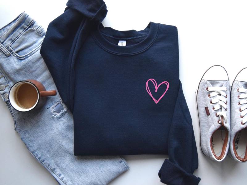 Pinkes Herz Sweatshirt, Pullover, Liebe Pink Heart, Yoga Love Sweater, Geschenk Für Sie, Pullover von simplforyou