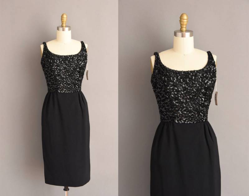 Vintage 1950Er Jahre Kleid| Wunderschönes Funkelndes Pailletten-Cocktailkleid | Klein von simplicityisbliss