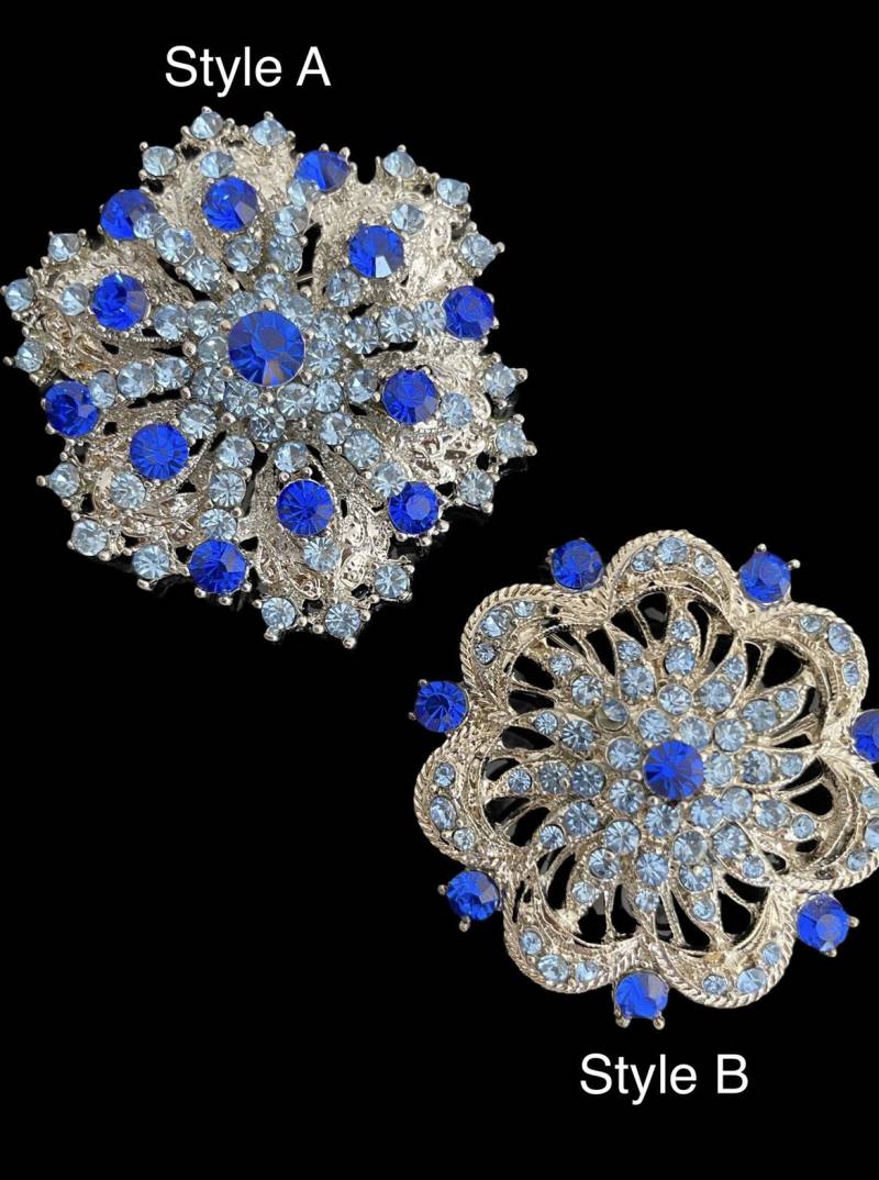 Große Blue Sky Strass Brosche - Crystal Pin Blaue Pin-Back Bouquet Anstecknadel von simplysassysource
