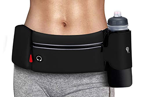 Sport Bauchtasche Gürteltasche mit Faltbarem Flaschenhalter (Flaschen nicht im Lieferumfang enthalten), Laufgürtel Trinkgürtel Hüfttasche Lauftasche Handyhalterung Joggen Handy für Damen und Herren von simptech