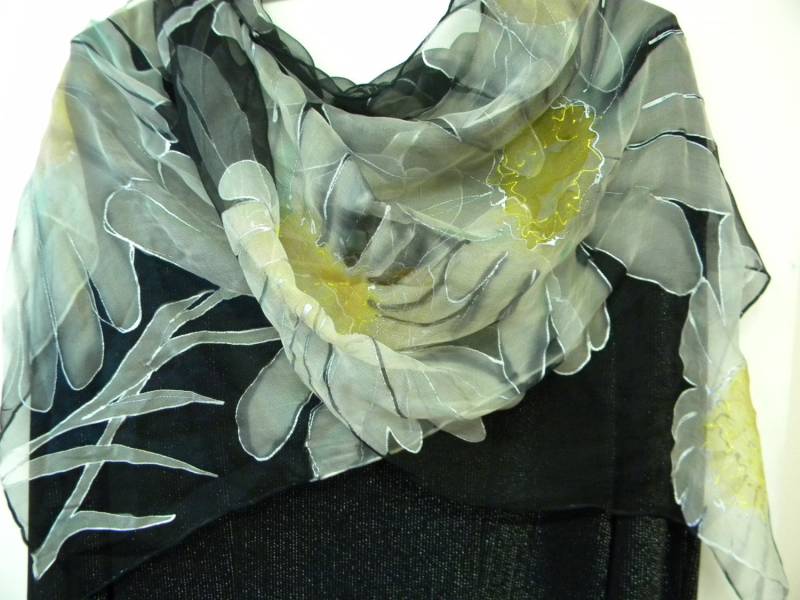 Benutzerdefinierte Blumen Handbemalte Seidenschal Personalisierte Geburtstagsgeschenk Benutzerdefinierte Blumen Handbemalte Seidenschal Personalisierte Geburtstagsgeschenk von singingscarves