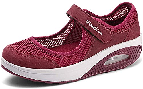 Damen Outdoor Fitnessschuhe Atmungsaktive Mesh Schuhe Sport Slipper mit Klettverschluss Sportschuhe Sneaker Turnschuhe Laufschuhe Pumps von Hotcham