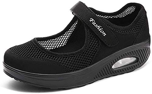Damen Outdoor Fitnessschuhe Atmungsaktive Mesh Schuhe Sport Slipper mit Klettverschluss Sportschuhe Sneaker Turnschuhe Laufschuhe Pumps 42 EU von siphly