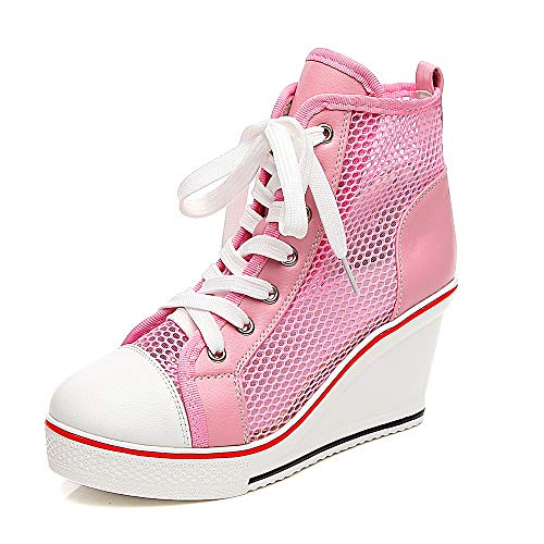 siphly Damen Keilabsatz Schuhe 35-43 EU Canvas Sneaker Schuhe für Sport Freizeit Damen Sneaker Wedges mit Keilabsatz Turnschuhe Sportschuhe Laufschuhe Atmungsaktive Mesh Freizeitschuhe von siphly