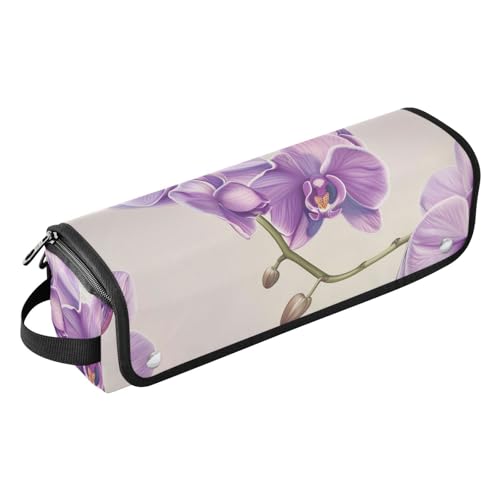 2-in-1 Lockenstab Reiseetui mit hitzebeständigem Polster, staubdicht, Reise-Haarglätter-Tasche für Glätteisen, Glätteisen, Lockenstäbe, violette Orchidee, Haar-Zubehör-Organizer, Lila Orchidee, 1 Size von siphylline