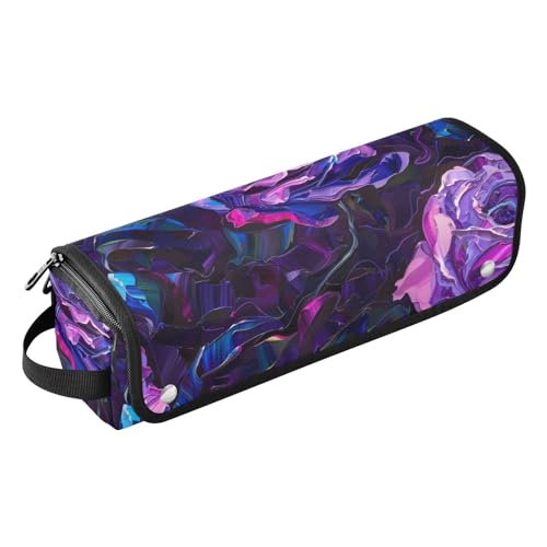 2-in-1-Lockenstab-Reisetasche mit hitzebeständigem Pad, Aufbewahrungstasche für Lockenstab Glätteisen, flacher Haartrockner, Stereo-Rosen, Dunkelviolett, tragbarer Organizer, Stereo Roses Deep Purple, von siphylline
