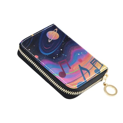 Abstraktes Kartenetui aus Leder für Herren, mit 2 Geldfächern, RFID-blockierend, kleines Kreditkartenetui mit Reißverschluss von siphylline