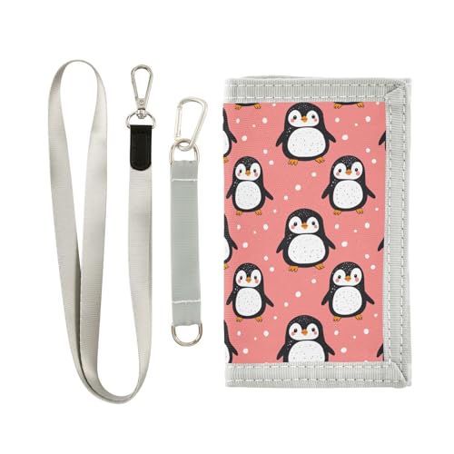 Animal Pinguin Simple Line Cartoon Style Trifold Men Wallet for Womans Minimic Fold Wallet with Lanyard, Tierpinguin, einfache Linie, Cartoon-Stil, 1 size von siphylline