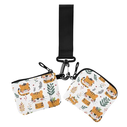 Animal Playful Tigers Damen Kartenetuis Kleingeldhalter Mini Mode Damen Geld Organizer mit Reißverschluss Münzfach für Arbeit Reisen 2 Packungen von siphylline