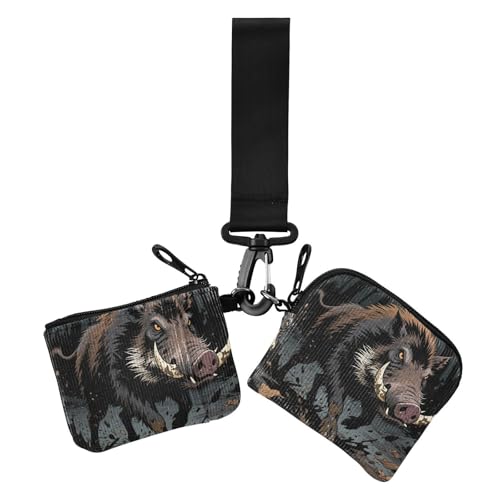 Animal Wild Boar Damen Dual Wallets Visitenkartenetuis Dünn Flach Schlüsselanhänger Geldbörse Kleingeld Geldbörse mit Reißverschluss Münzfach für Damen 2 Stück Animal Wild Boar Damen Dual Wallets Visitenkartenetuis Dünn Flach Schlüsselanhänger Geldbörse Kleingeld Geldbörse mit Reißverschluss Münzfach für Damen 2 Stück von siphylline