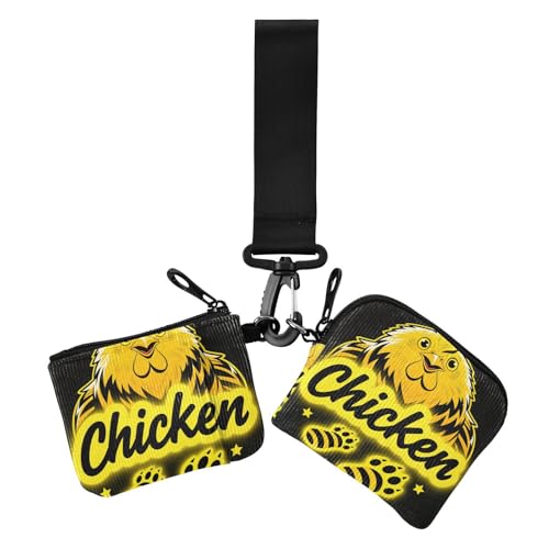 Anime Huhn Gelb Schwarz Dual Münzbörse Kreditkartenhalter Geldbörse Kompakte Größe Visitenkartenhalter mit Handgelenkschlaufe für Frauen 2 Stück von siphylline