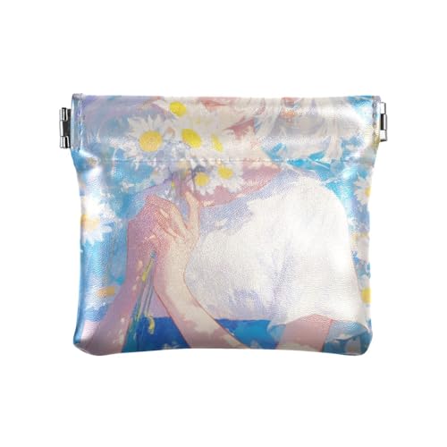 Anime Mädchen Geldbörse aus Leder, Zitronengelb, Gänseblümchen, ausgefallenes Reisezubehör für Damen, Anime Mädchen zitronengelbe Gänseblümchen, 1 size, Modern von siphylline