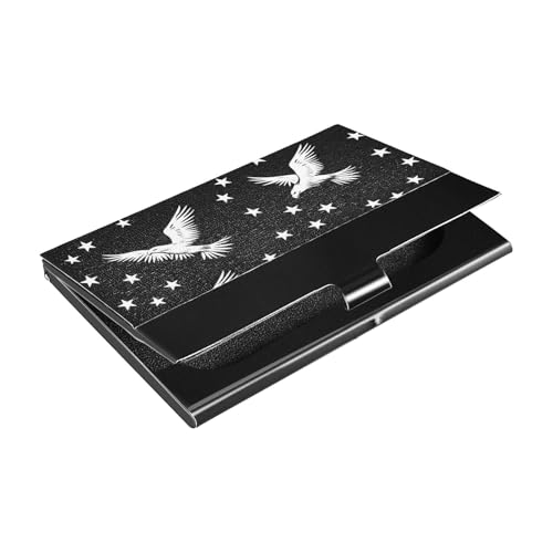 Bald Bird Beans Star Schwarz Weiß Slim Visitenkartenhalter mit Leder und Edelstahl Tasche Kartenhalter für Damen oder Herren von siphylline
