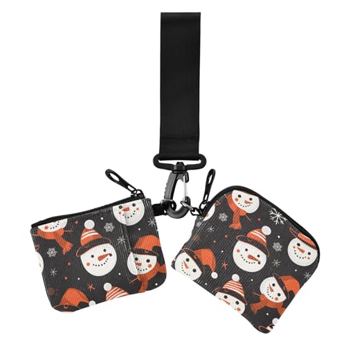 Before Christmas Schneemann Orange Schwarz Damen Geldbörsen Kartenetuis Klein Abnehmbare Geld Organizer mit Schlüsselanhänger für Frauen 2 Stück von siphylline