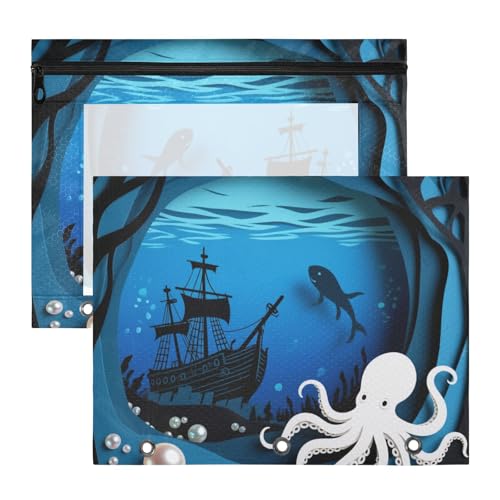Binder-Bleistiftbeutel mit Reißverschluss, Aufbewahrungstasche für A4-Papier, Briefe, 2 Stück, Studenten, Schulbedarf, Schwarzmeer, Ozean, Schiff Binder-Bleistiftbeutel mit Reißverschluss, Aufbewahrungstasche für A4-Papier, Briefe, 2 Stück, Studenten, Schulbedarf, Schwarzmeer, Ozean, Schiff von siphylline