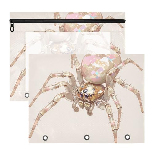 Binder-Federmäppchen, transparenter Kunststoff, Ordner für A4-Papier, Briefe, 2 Stück, Lehrer, Kunstbedarf, Aufbewahrung, rotgoldener Sprider von siphylline