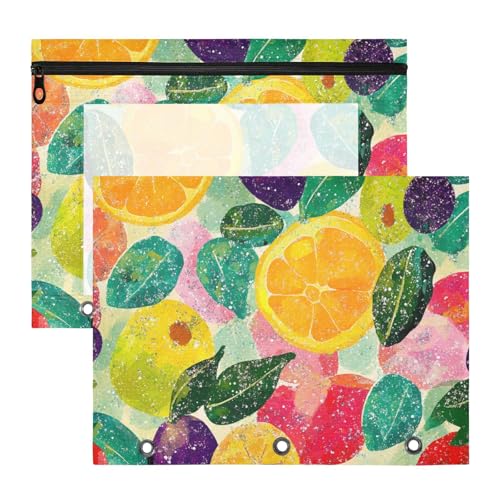 Bindertaschen mit glatten Reißverschlüssen, Taschenordner für A4-Papier, Briefe, 2 Stück, Lehrer, Schulanfang, bunte Sommerfrüchte Bindertaschen mit glatten Reißverschlüssen, Taschenordner für A4-Papier, Briefe, 2 Stück, Lehrer, Schulanfang, bunte Sommerfrüchte von siphylline