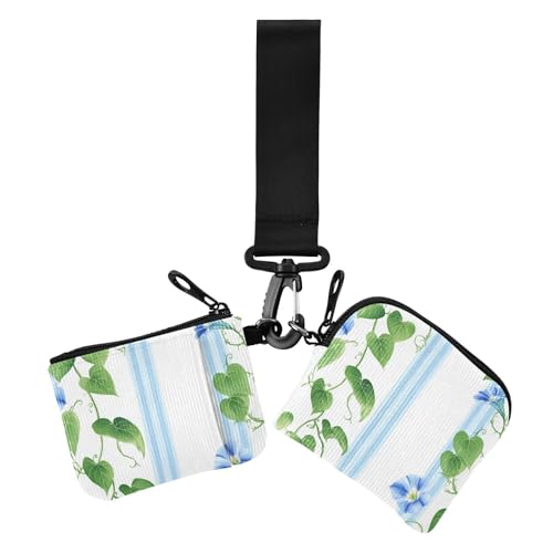 Blaue Blumen Blätter Streifen Frische Damen Kleingeldbörse Kartenhüllen Dünn Flach Ausweis-Schutz mit Schlüsselanhänger für Damen 2 Stück Blaue Blumen Blätter Streifen Frische Damen Kleingeldbörse Kartenhüllen Dünn Flach Ausweis-Schutz mit Schlüsselanhänger für Damen 2 Stück von siphylline