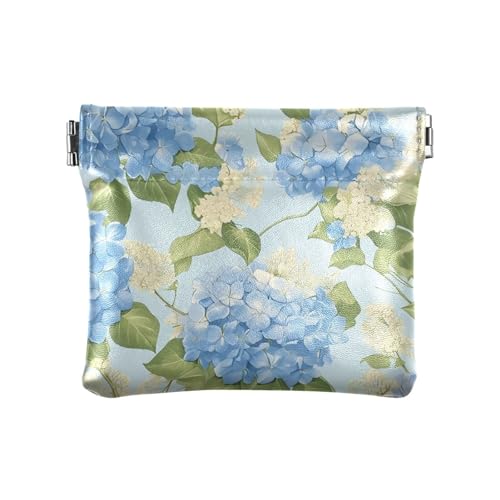Blaue Frühlingsblumen Damen Kleine Leder Kleingeld Geldbörse Tragbare Kosmetiktaschen für Frauen Reisen, Blaue Frühlingsblumen, 1 size, Modern von siphylline