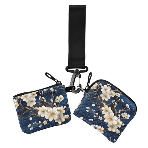 Blaue und weiße Vintage-Blumen Damen Geldbörsen Kartenhüllen Slim Portable Identity Card Protector mit Schlüsselanhänger für den täglichen Gebrauch 2 Packungen Blaue und weiße Vintage-Blumen Damen Geldbörsen Kartenhüllen Slim Portable Identity Card Protector mit Schlüsselanhänger für den täglichen Gebrauch 2 Packungen von siphylline
