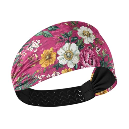 Blumen- und Pfingstrosen-Stirnband, Osteospermum, Rosmarin, kühlendes Damen-Stirnband, dehnbar, breite Stirnbänder für Damenhaar, Fitnessstudio, Sport, Waschen, Gesichtstennis von siphylline
