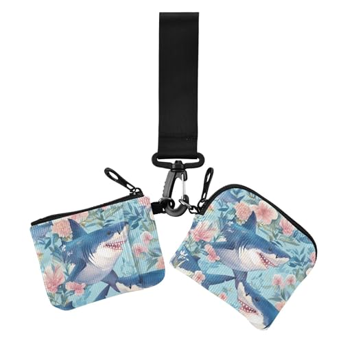 Blumenhaie Blau Damen Münzbeutel Kartenhalter Mini Mode Visitenkartenhalter mit Schlüsselanhänger für Damen 2 Stück Blumenhaie Blau Damen Münzbeutel Kartenhalter Mini Mode Visitenkartenhalter mit Schlüsselanhänger für Damen 2 Stück von siphylline