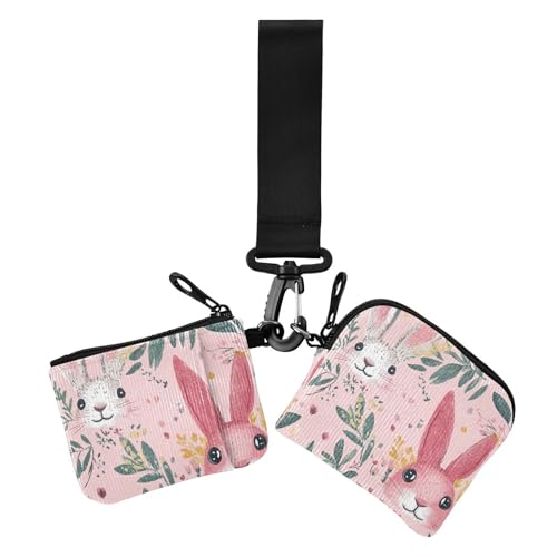 Blush Bunny Hasenohren Blumen Blätter Damen Münzgeldbörsen Kartenetuis Kompakte Größe Münzgeldbörse Kleingeldhalter mit Schlüsselanhänger für Frauen 2 Stück Blush Bunny Hasenohren Blumen Blätter Damen Münzgeldbörsen Kartenetuis Kompakte Größe Münzgeldbörse Kleingeldhalter mit Schlüsselanhänger für Frauen 2 Stück von siphylline