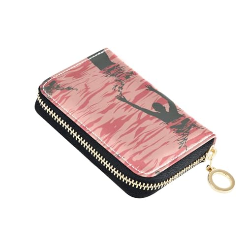Blush Figure Outline Leder-Kartenetui für Damen, mit RFID-blockierendem Kreditkartenetui mit Reißverschluss von siphylline