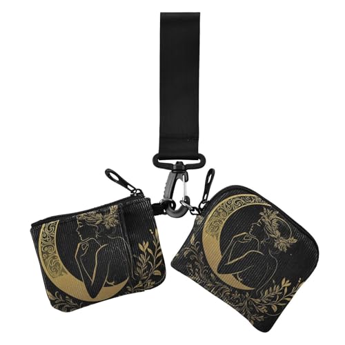 Boho Beauty Gold Damen Kleingeldbörse Kartenetuis Slim Abnehmbare Reißverschluss Geldbörse Geldbörse mit Reißverschluss Münzfach für Damen 2 Stück von siphylline