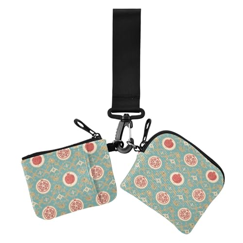 Boho Fruits Damen Dual Wallets Visitenkartenetuis Slim Abnehmbare Münzbörse Geldbörse Tasche mit Reißverschluss Münzfach für Damen 2 Stück von siphylline