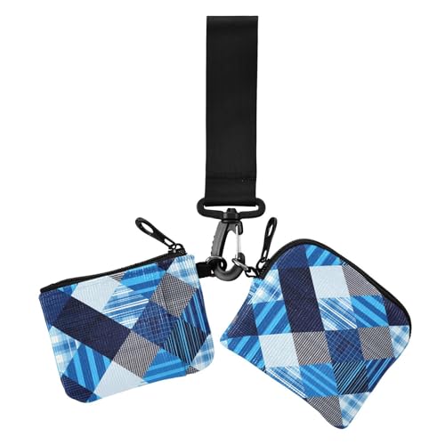 Buffalo Plaid Kariert Streifen Schwarz und Blau Dual Münzbörse Kreditkartenetui Geldbörse Dünn Flach Ausweishalter Schutz mit Reißverschluss Münzfach für Damen 2 Packungen von siphylline