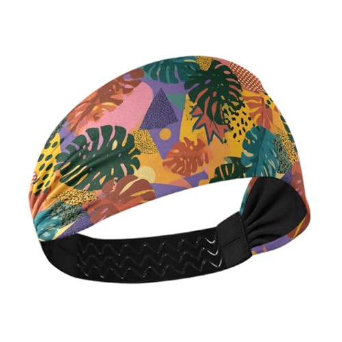 Bunte tropische Blätter, abstrakte kühlende Schweiß-Stirnbänder, elastische Haarbänder für Damenhaar, für Tennis, Wandern, Yoga von siphylline