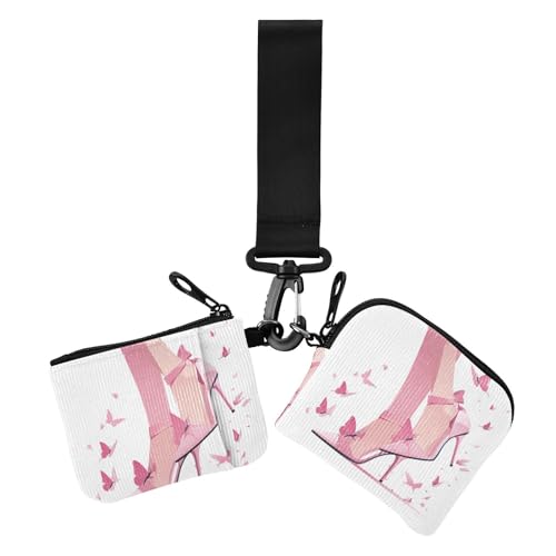 Charmante High Heels Damen Geldbörsen Kartenetuis Klein Tragbar Reißverschluss Geldbörse Münztasche mit Reißverschlusstasche für Frauen 2 Stück von siphylline