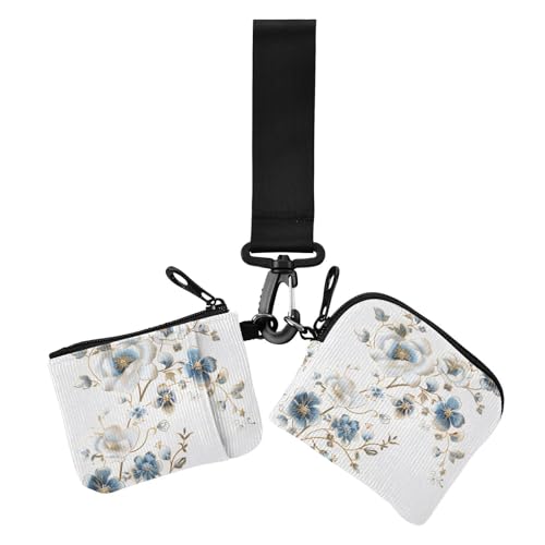 Damen Münzbeutel mit eleganter Spitze, Blume, Kartenhalter, minimalistisch, mit Reißverschluss, Münzfach für Damen, 2 Packungen von siphylline