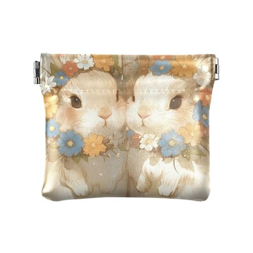 Easter Happy Cute Bunny Damen Leder Münzgeldbörsen Beutel Wasserdicht Mini Münzgeldbeutel für Damen, Ostern Happy Cute Bunny, 1 size, Modern von siphylline