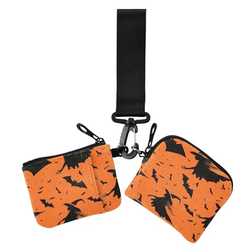 Evil Witch Halloween Damen Kleingeldbörse Kartenetuis Niedlich Mode Kleingeld Geldbörse Geldbörse Geldbörse mit Schlüsselanhänger für Damen 2 Stück von siphylline