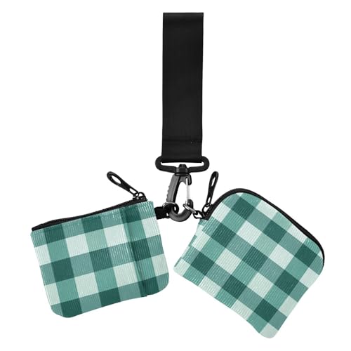 Fashion Gingham Jade Cream Damen Dual Wallets Visitenkartenetuis Mini Fashion Visitenkartenhalter mit Schlüsselanhänger für den täglichen Gebrauch, 2 Stück Fashion Gingham Jade Cream Damen Dual Wallets Visitenkartenetuis Mini Fashion Visitenkartenhalter mit Schlüsselanhänger für den täglichen Gebrauch, 2 Stück von siphylline