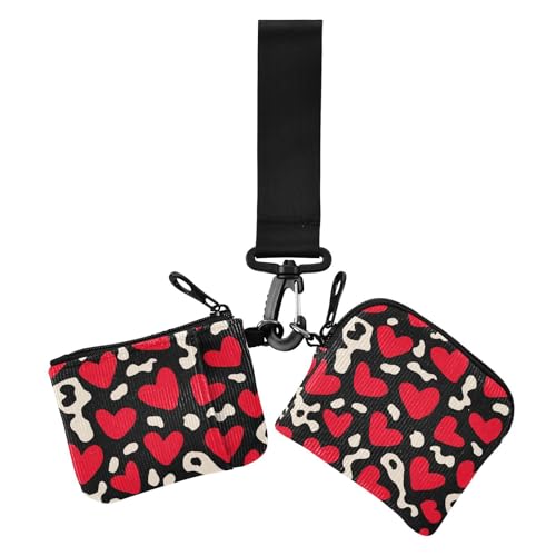 Fashion Love Red Leopard Weihnachten Damen Münzbeutel Kartenhalter Slim Portable Kleingeld Geldbörse Geldbörse Geldbörse mit Reißverschluss Münzfach für Damen 2 Stück von siphylline