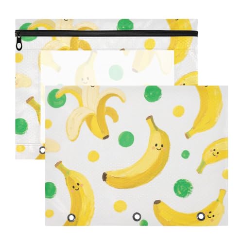 Federmäppchen, stabiler Kunststoff, für A4-Papier, Briefe, 2 Stück, Studenten, Zuhause, niedlich, Cartoon, gelbe Bananen Federmäppchen, stabiler Kunststoff, für A4-Papier, Briefe, 2 Stück, Studenten, Zuhause, niedlich, Cartoon, gelbe Bananen von siphylline