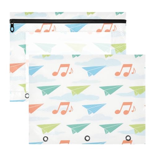 Federmäppchen mit Reißverschluss, 3 Ringe, Tasche für 3 Ringe, 2 Stück, Studenten, Büro, buntes Papier, Flugzeug, Notizen Federmäppchen mit Reißverschluss, 3 Ringe, Tasche für 3 Ringe, 2 Stück, Studenten, Büro, buntes Papier, Flugzeug, Notizen von siphylline